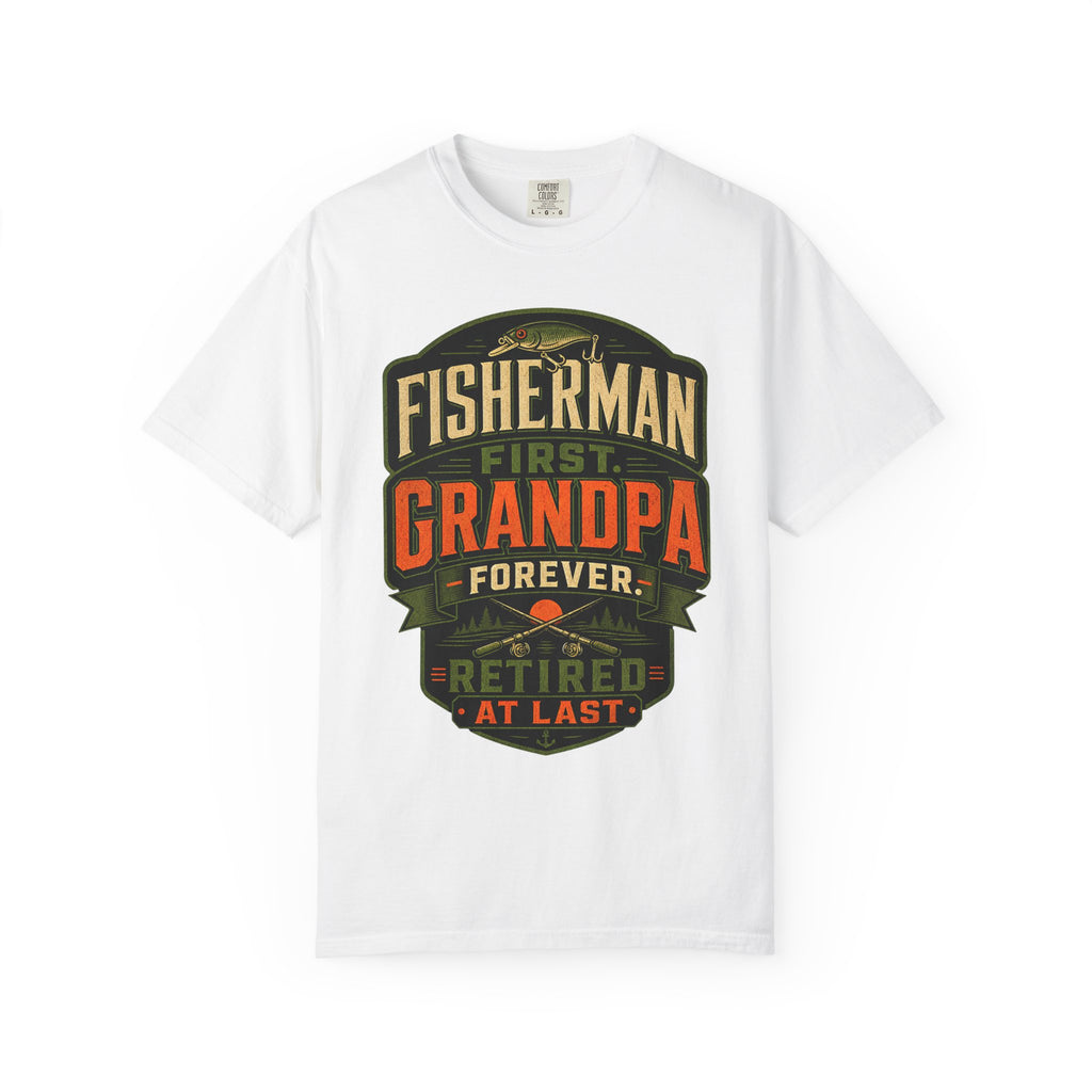 Fisherman First Grandpa Forever Retired At Last Fishing Grandpa T-Shirt