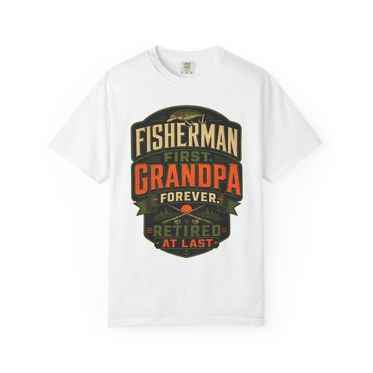 Fisherman First Grandpa Forever Retired At Last Fishing Grandpa T-Shirt