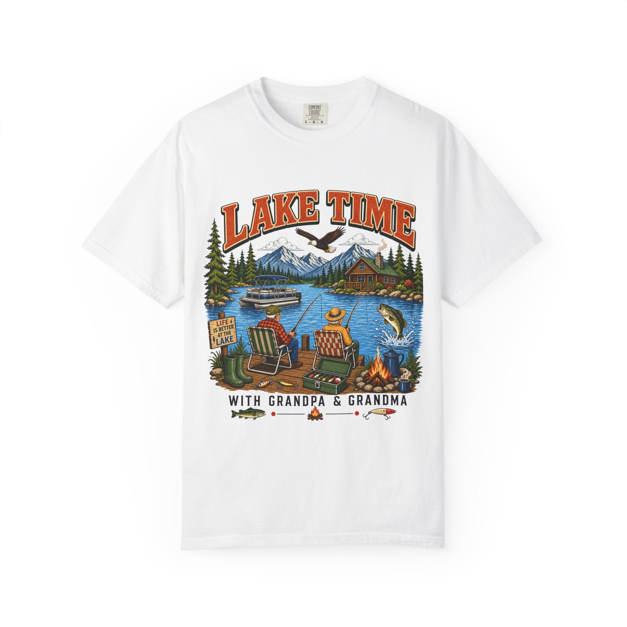 Lake Time with Grandpa & Grandma T-Shirt | Fishing Lake Life Shirt for Grandparents