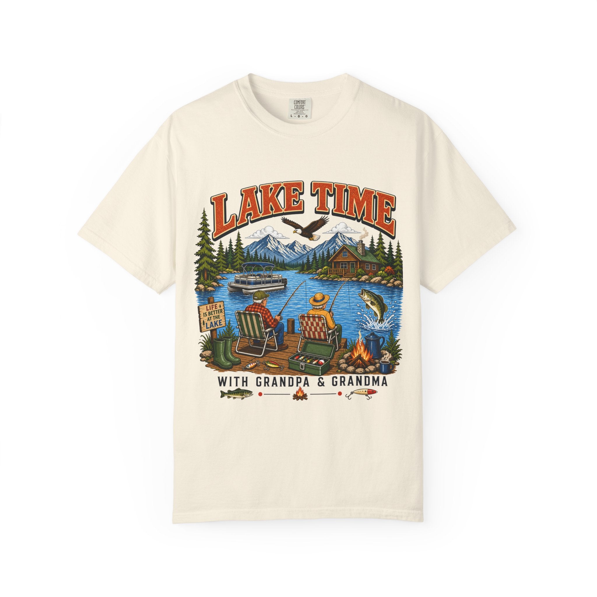 Lake Time with Grandpa & Grandma T-Shirt | Fishing Lake Life Shirt for Grandparents