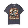 My New Boss Lives Underwater Shirt, Funny Fishing T-Shirt, Retirement Fishing Gift, Grandpa Fishing Tee, Grandma Fishing Shirt, Bass Fishing Unisex Tee