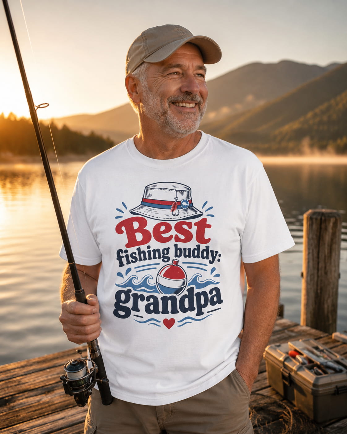 Best Fishing Buddy Grandpa Shirt | Fishing Grandpa Gift | Father's Day Fishing T-Shirt | Grandpa Fishing Tee | Retirement Gift for Grandpa
