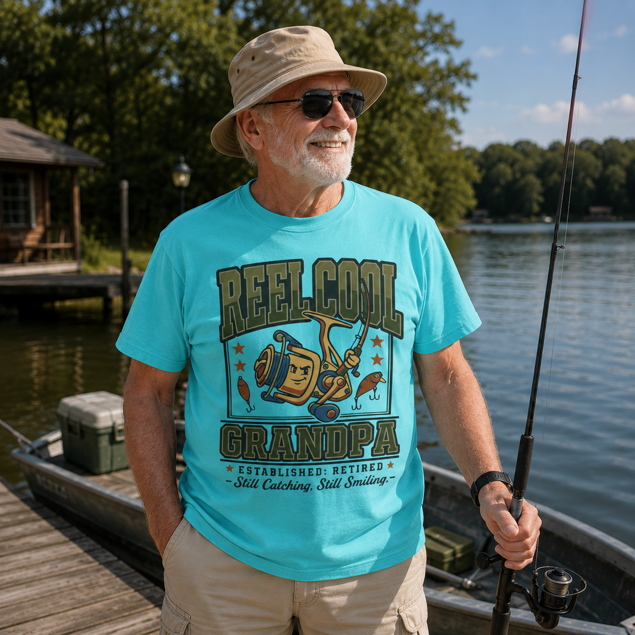 Reel Cool Grandpa Fishing Shirt | Funny Retired Fisherman T-Shirt | Grandpa Fishing Gift