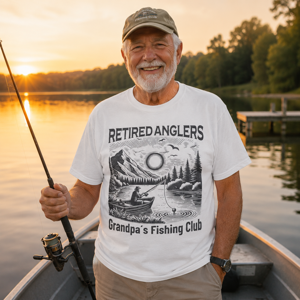 Retired Anglers Grandpa's Fishing Club Shirt | Vintage Fishing T-Shirt | Retirement Gift for Grandpa