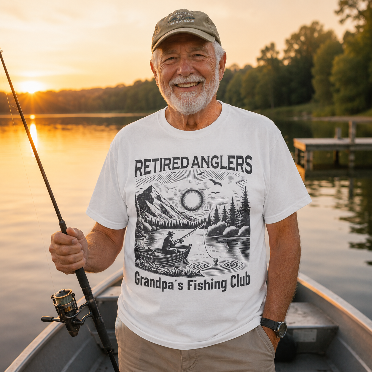 Retired Anglers Grandpa's Fishing Club Shirt | Vintage Fishing T-Shirt | Retirement Gift for Grandpa