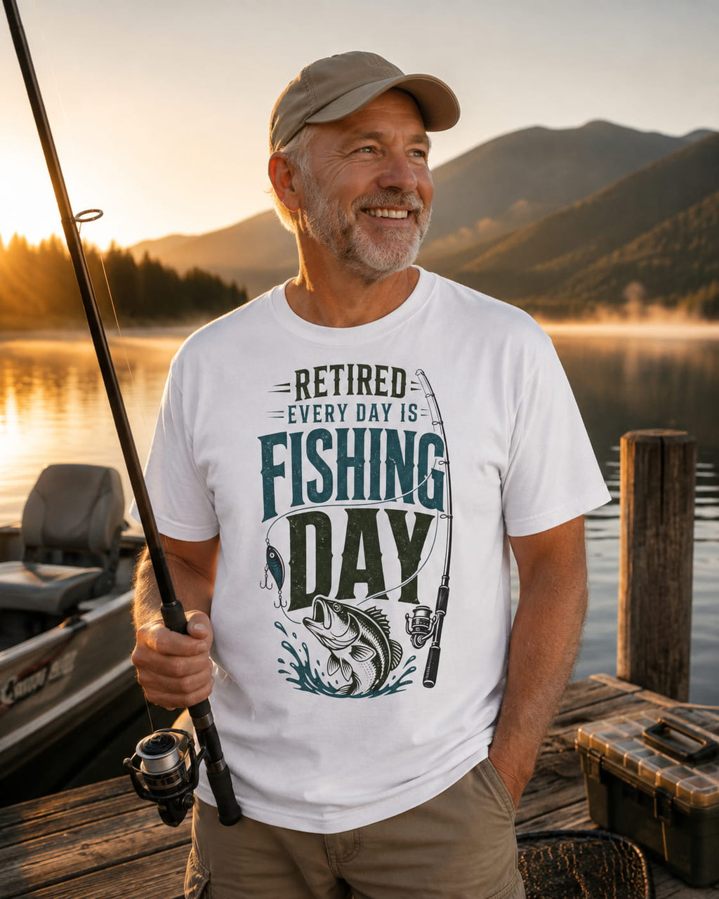 Retired Every Day Is Fishing Day Shirt | Retirement Fishing T-Shirt | Retired Fisherman Gift | Bass Fishing Tee | Retirement Gift for Dad Grandpa