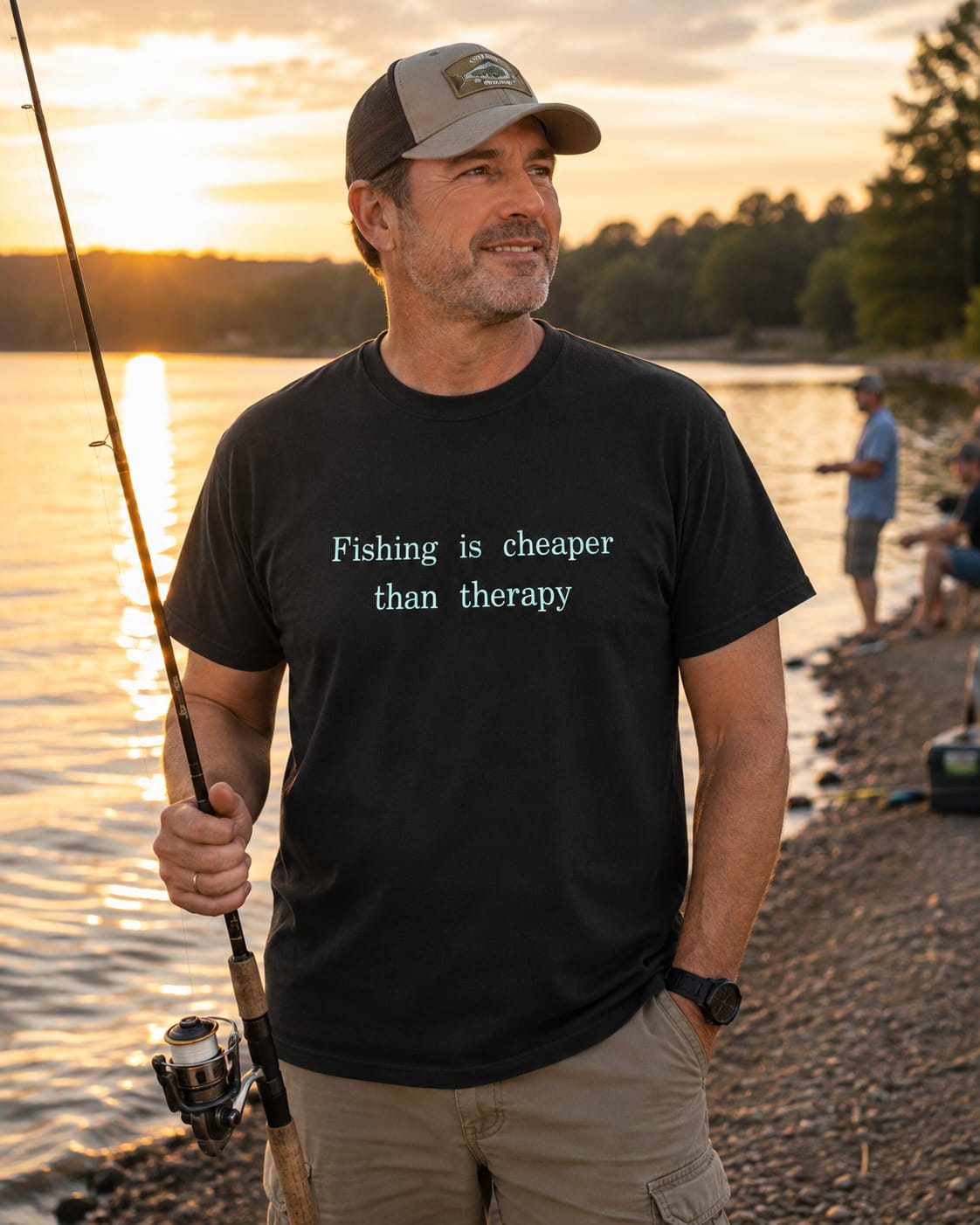 Fishing Is Cheaper Than Therapy T-Shirt, Funny Fishing Shirt, Minimalist Angler Gift, Unisex Fisherman Tee