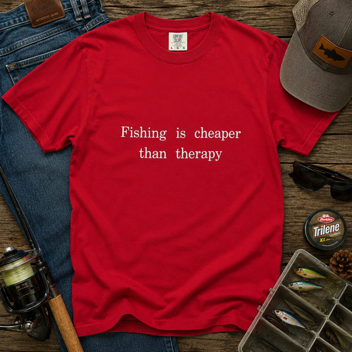 Fishing Is Cheaper Than Therapy T-Shirt, Funny Fishing Shirt, Minimalist Angler Gift, Unisex Fisherman Tee