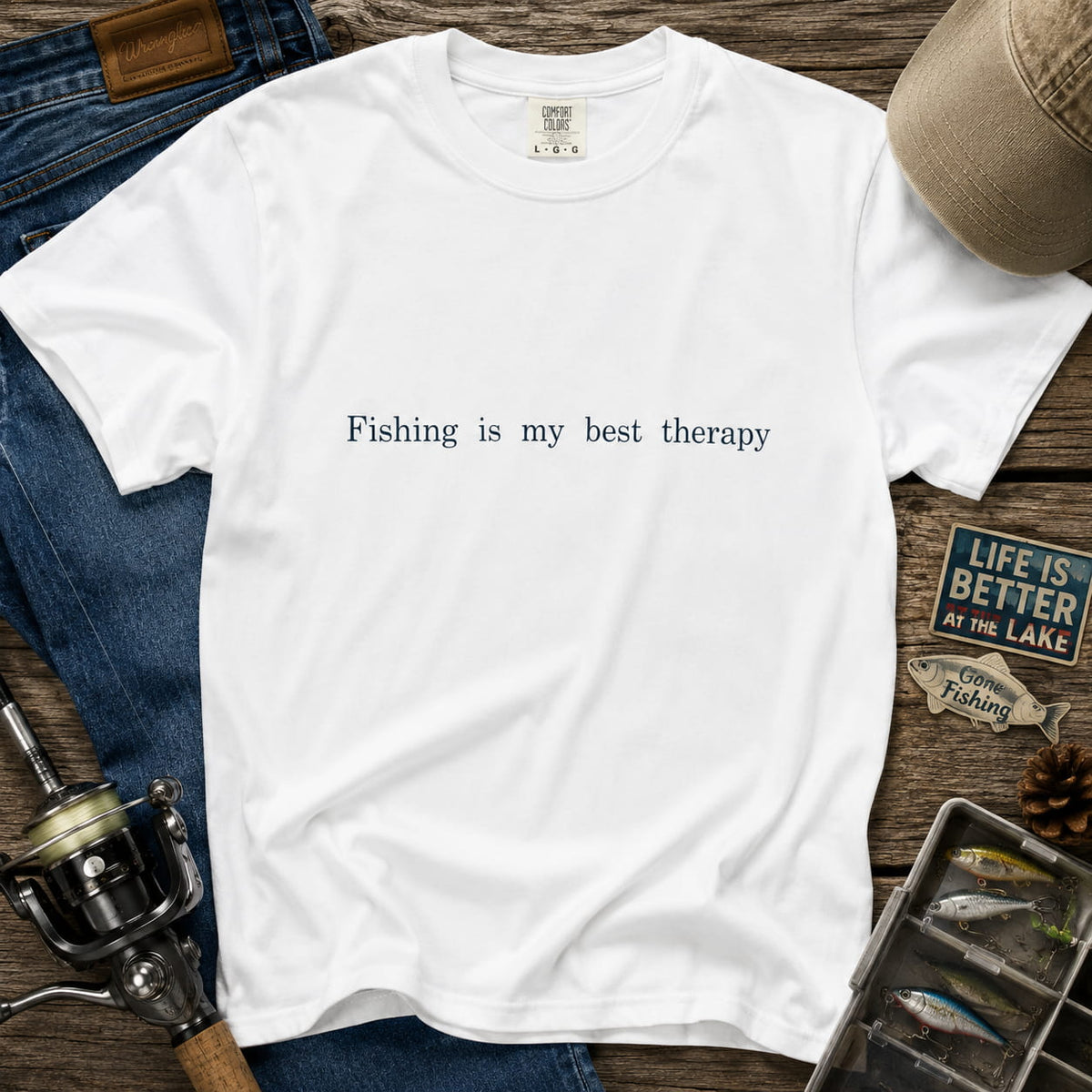 Fishing Is My Best Therapy Unisex T-Shirt, Minimalist Fishing Quote Tee, Angler Gift