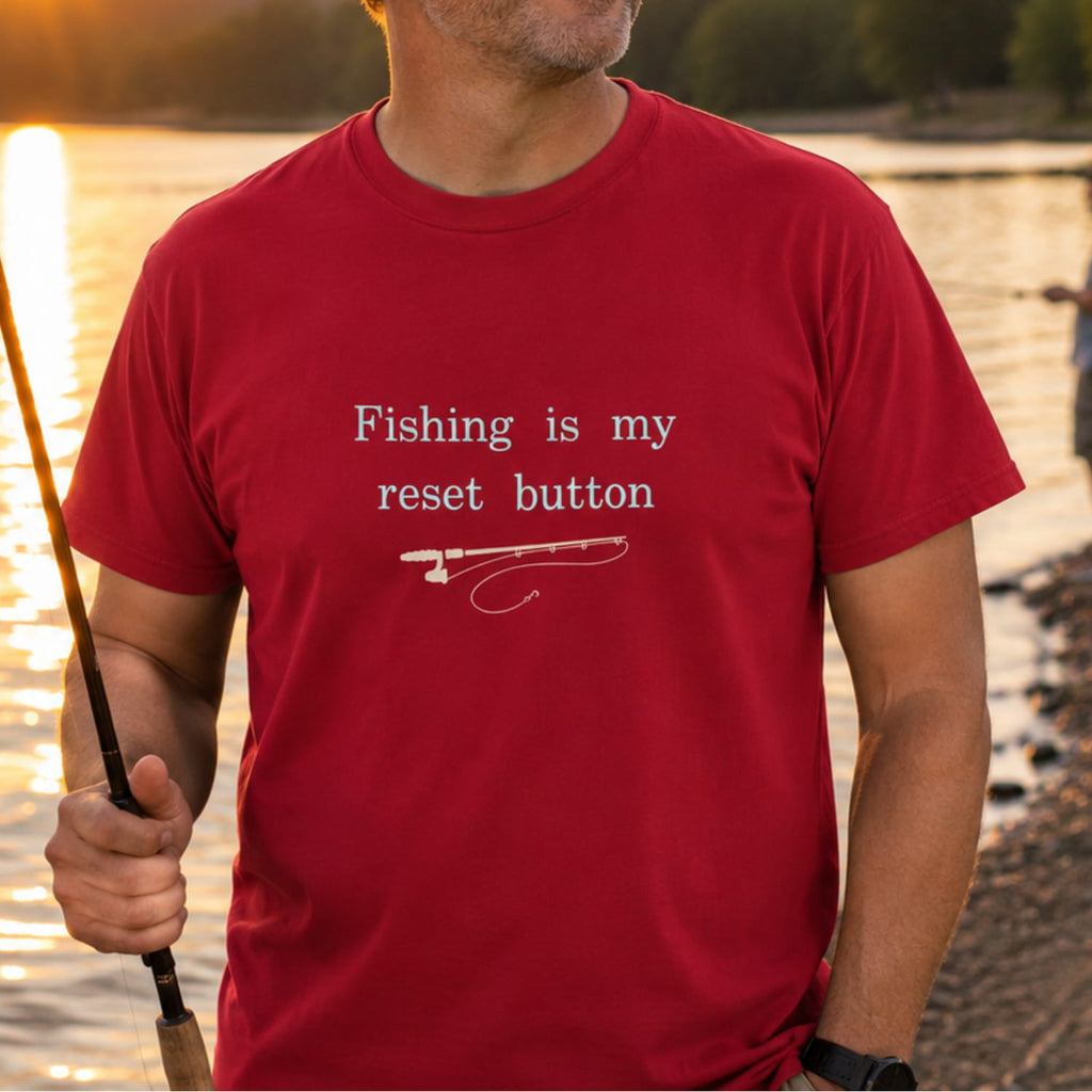 Fishing Is My Reset Button Shirt, Minimalist Fishing T-Shirt, Unisex Angler Gift