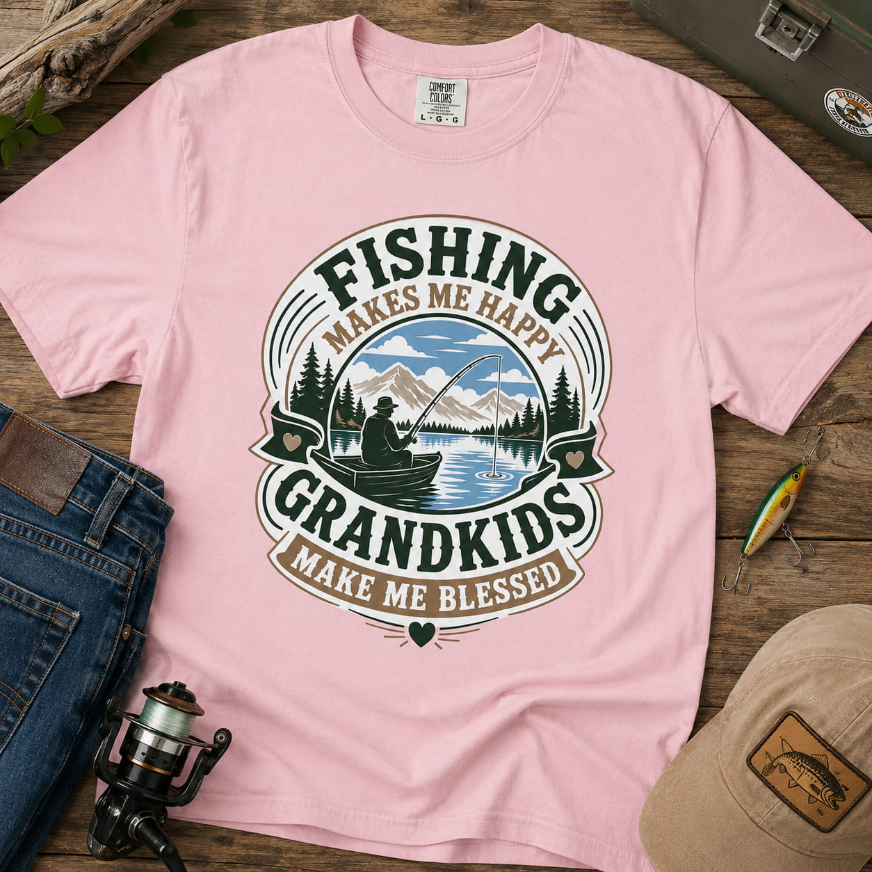 Fishing Grandma Shirt | Fishing Makes Me Happy Grandkids Make Me Blessed | Grandma Fishing Gift