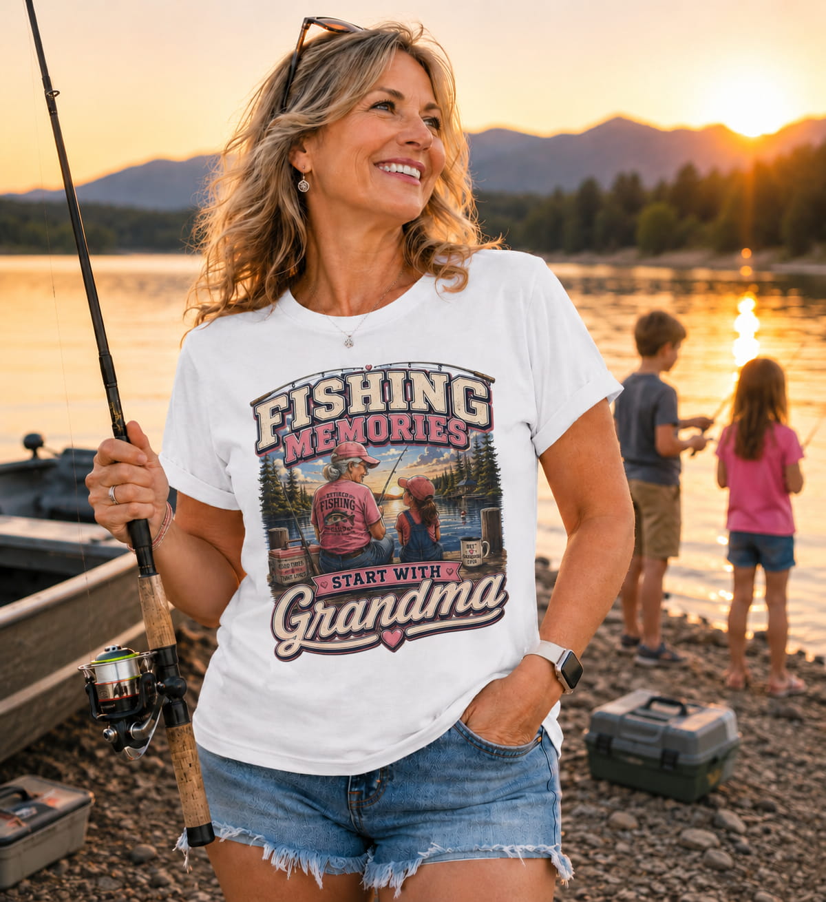 Fishing Memories Start With Grandma Shirt | Grandma Fishing T-Shirt | Fishing Grandma Gift | Granddaughter Fishing Shirt
