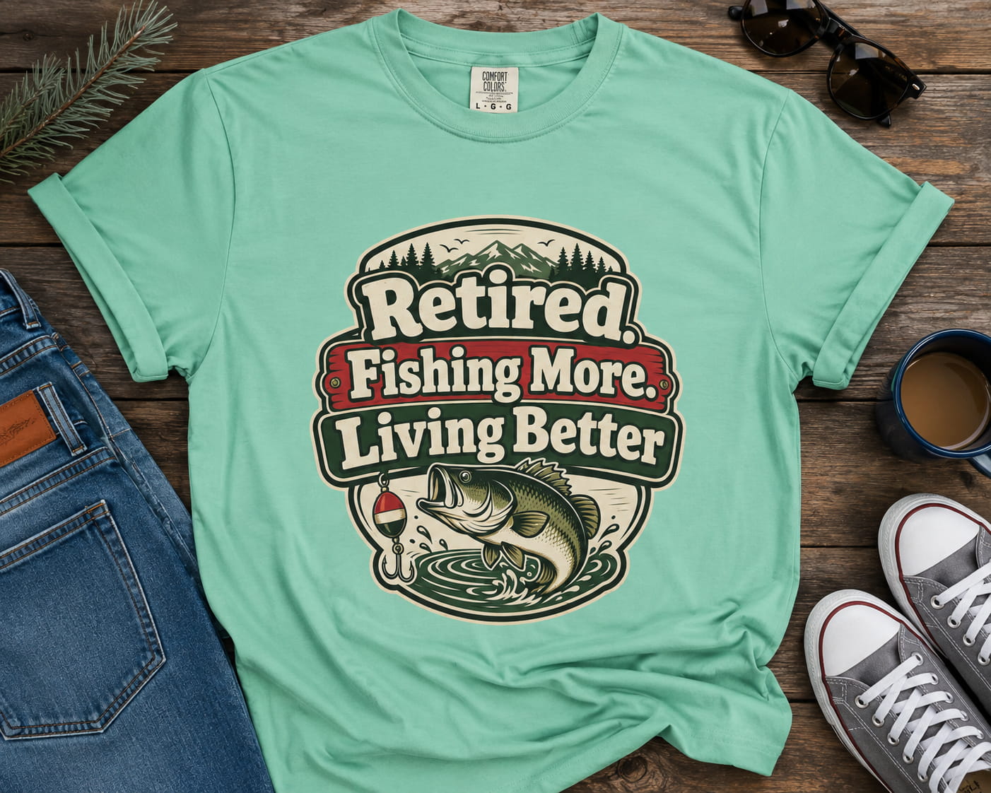 Retired Fishing More Living Better Shirt | Retirement Fishing T-Shirt | Retired Fisherman Gift | Bass Fishing Tee | Retirement Gift for Dad Grandpa