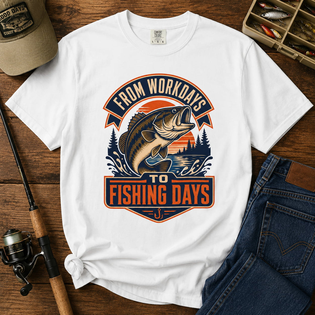 From Workdays to Fishing Days Shirt – Retirement Fishing T-Shirt, Bass Fishing Gift for Retired Fisherman