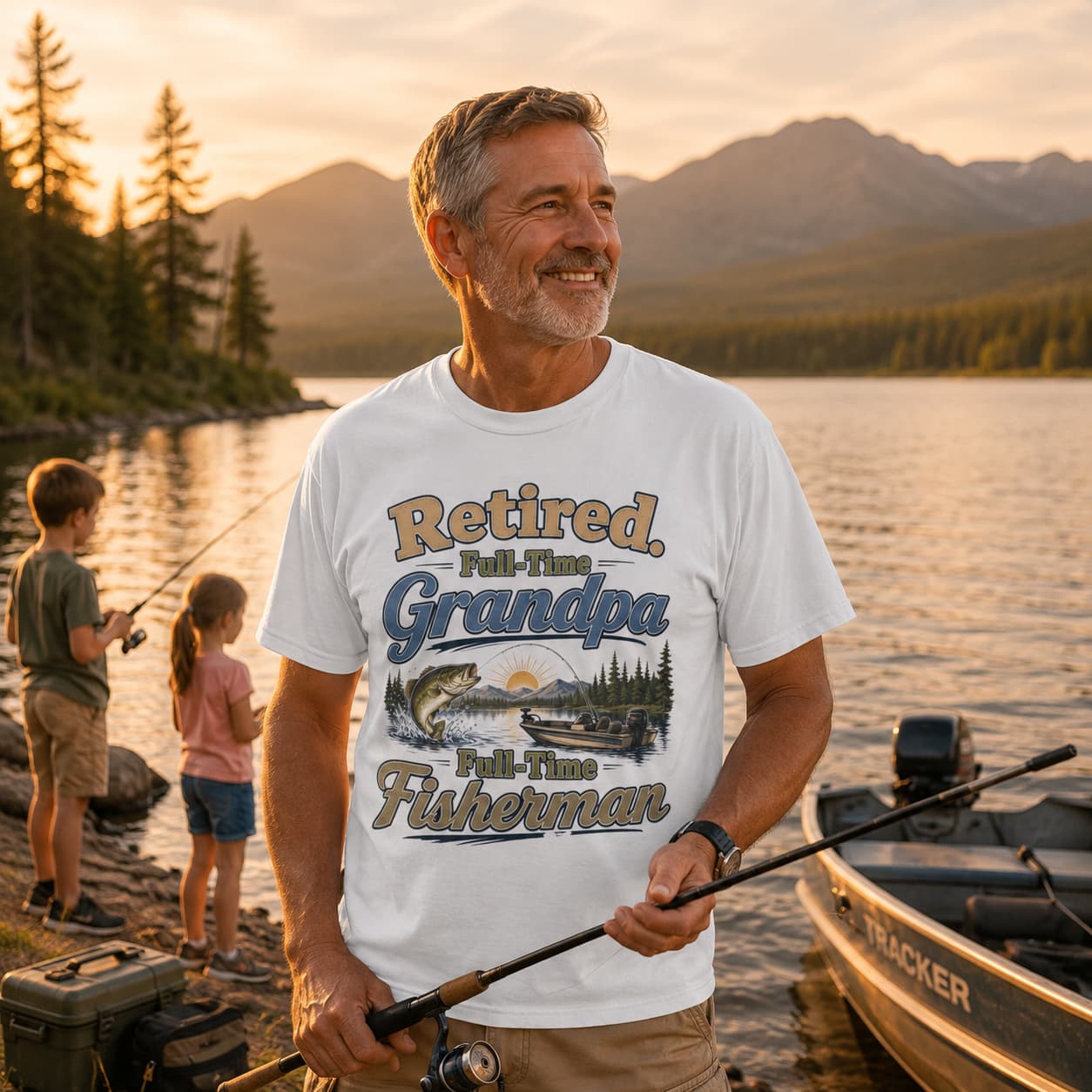 Retired Full-Time Grandpa Fishing Shirt – Vintage Bass Fishing T-Shirt