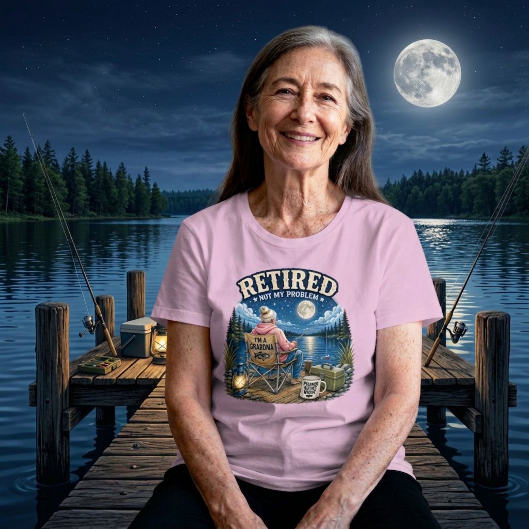 Retired Not My Problem Fishing Grandma Shirt | Funny Retirement Fishing T-Shirt for Grandma