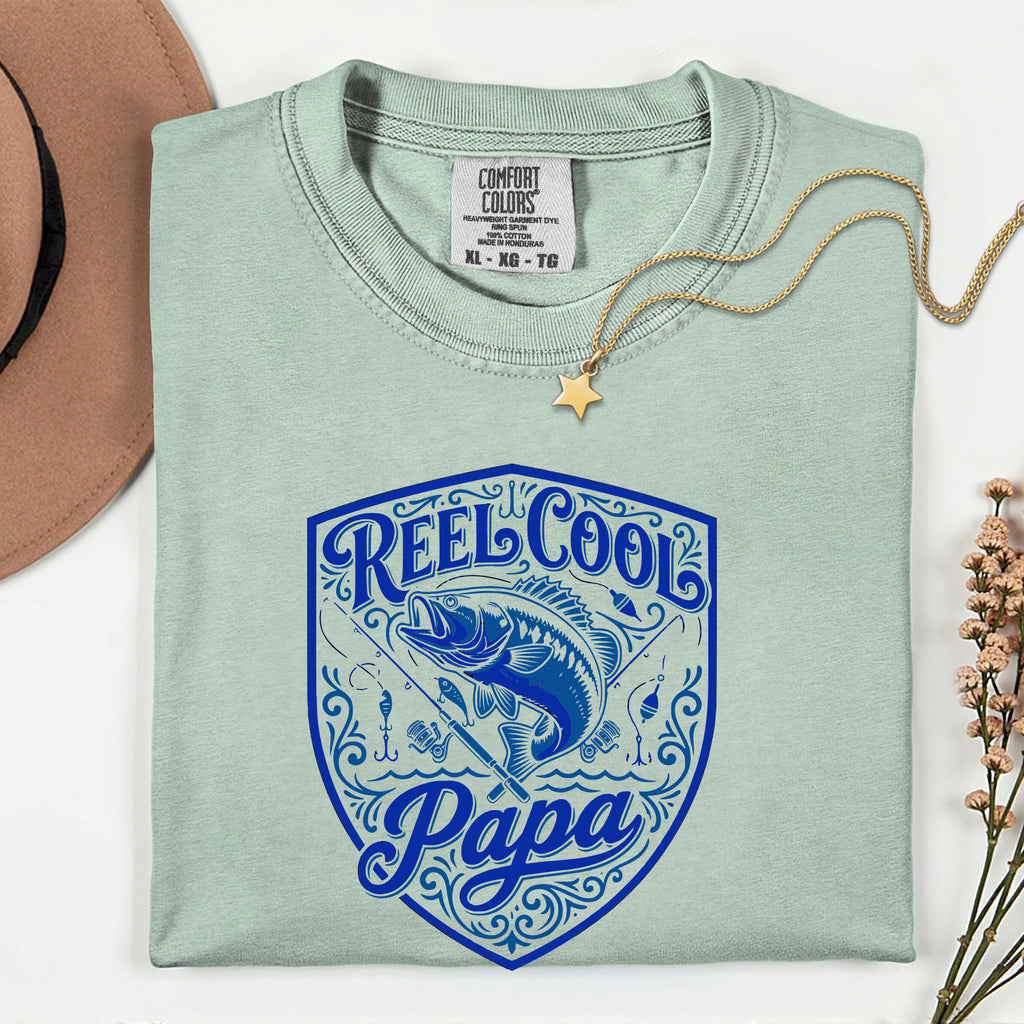 Reel Cool Papa Fishing Shirt | Vintage Bass Fisherman T-Shirt | Dad & Grandpa Fishing Gift