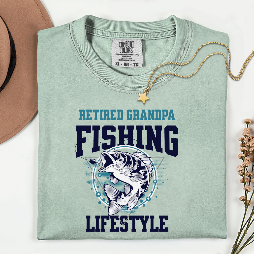 Retired Grandpa Fishing Lifestyle Shirt | Funny Bass Fishing T-Shirt | Retirement Gift for Grandpa