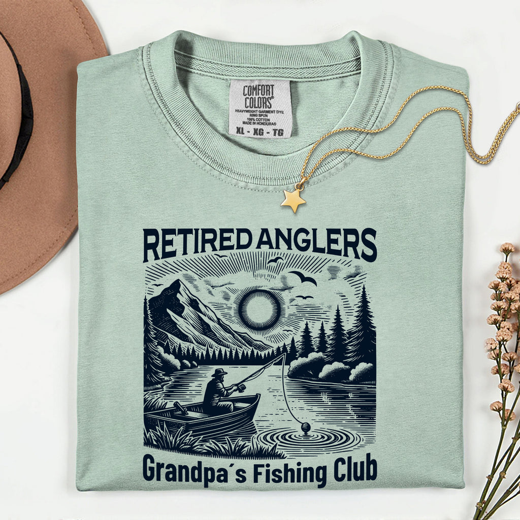 Retired Anglers Grandpa's Fishing Club Shirt | Vintage Fishing T-Shirt | Retirement Gift for Grandpa