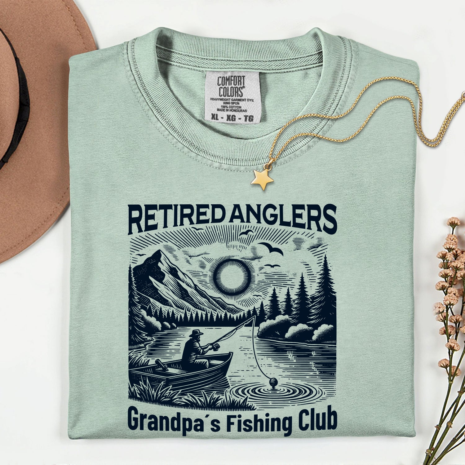 Retired Anglers Grandpa's Fishing Club Shirt | Vintage Fishing T-Shirt | Retirement Gift for Grandpa