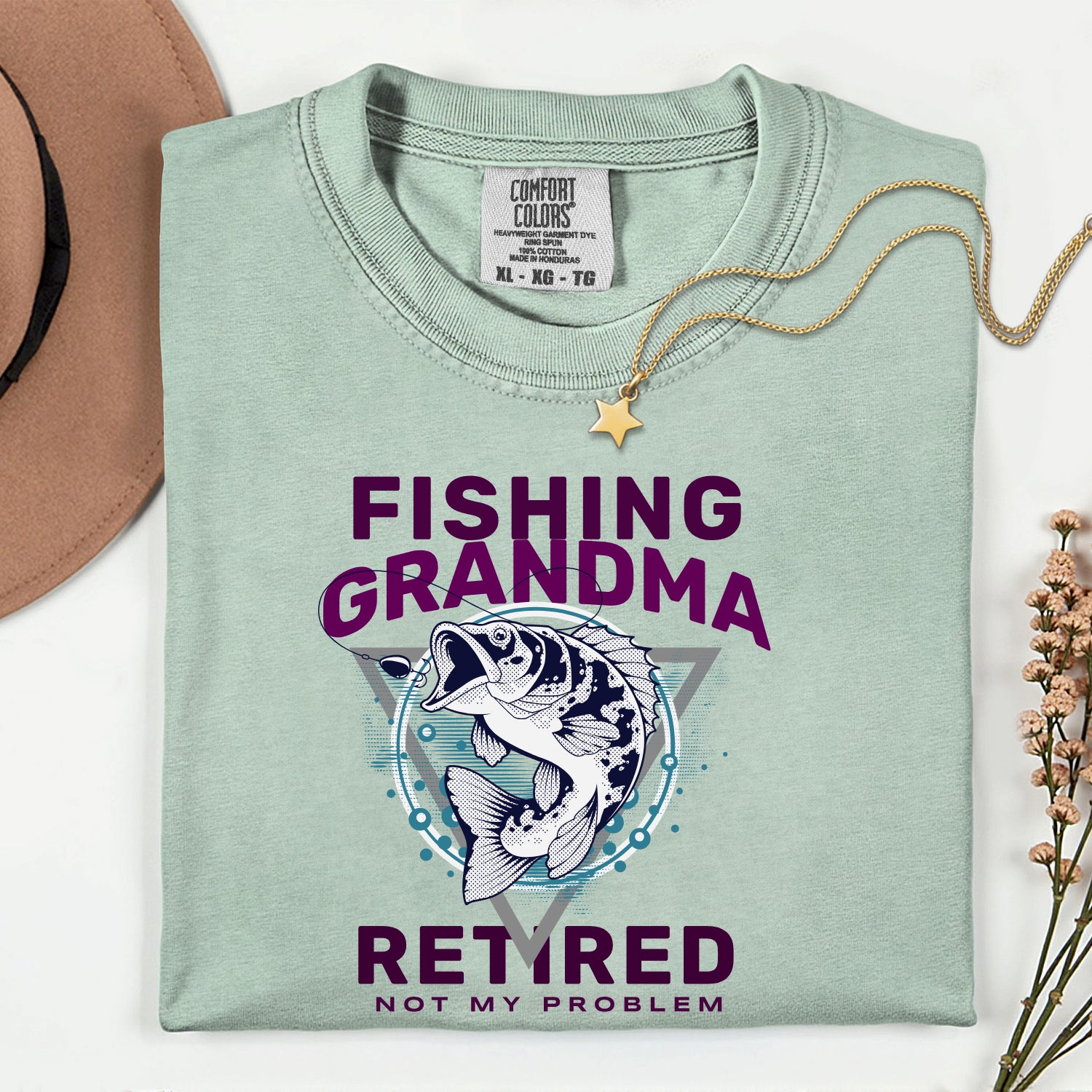 Fishing Grandma Retired Not My Problem Shirt | Funny Retirement Fishing T-Shirt for Women