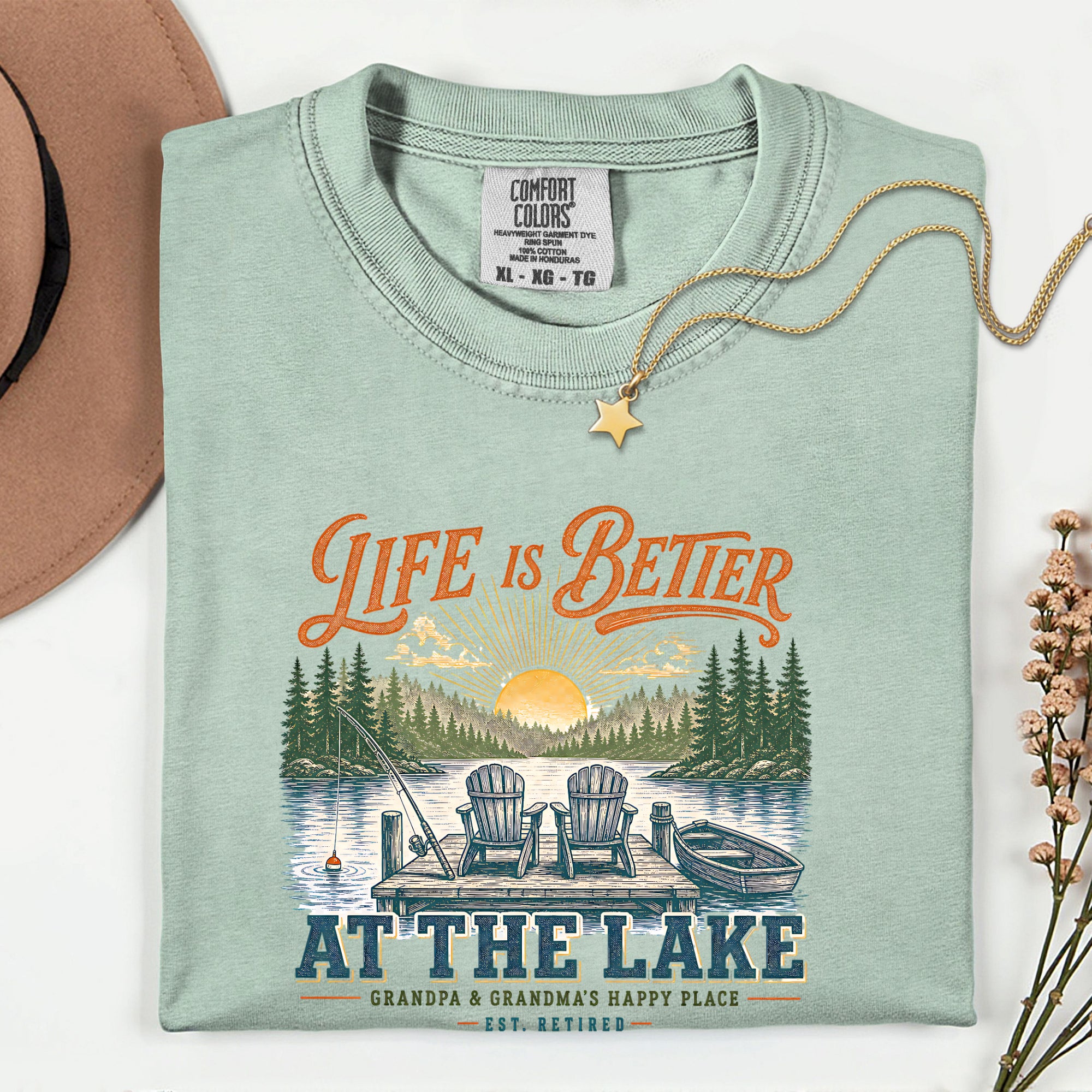 Life Is Better at the Lake Shirt | Grandpa & Grandma Retirement Fishing Lake House T-Shirt