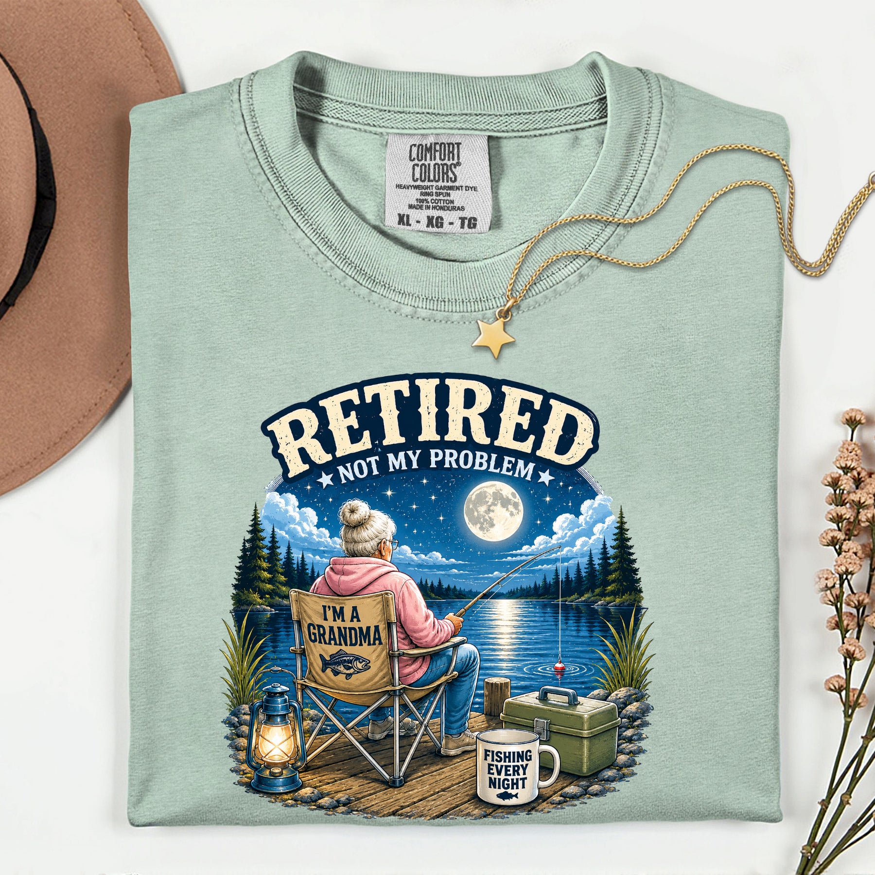 Retired Not My Problem Fishing Grandma Shirt | Funny Retirement Fishing T-Shirt for Grandma