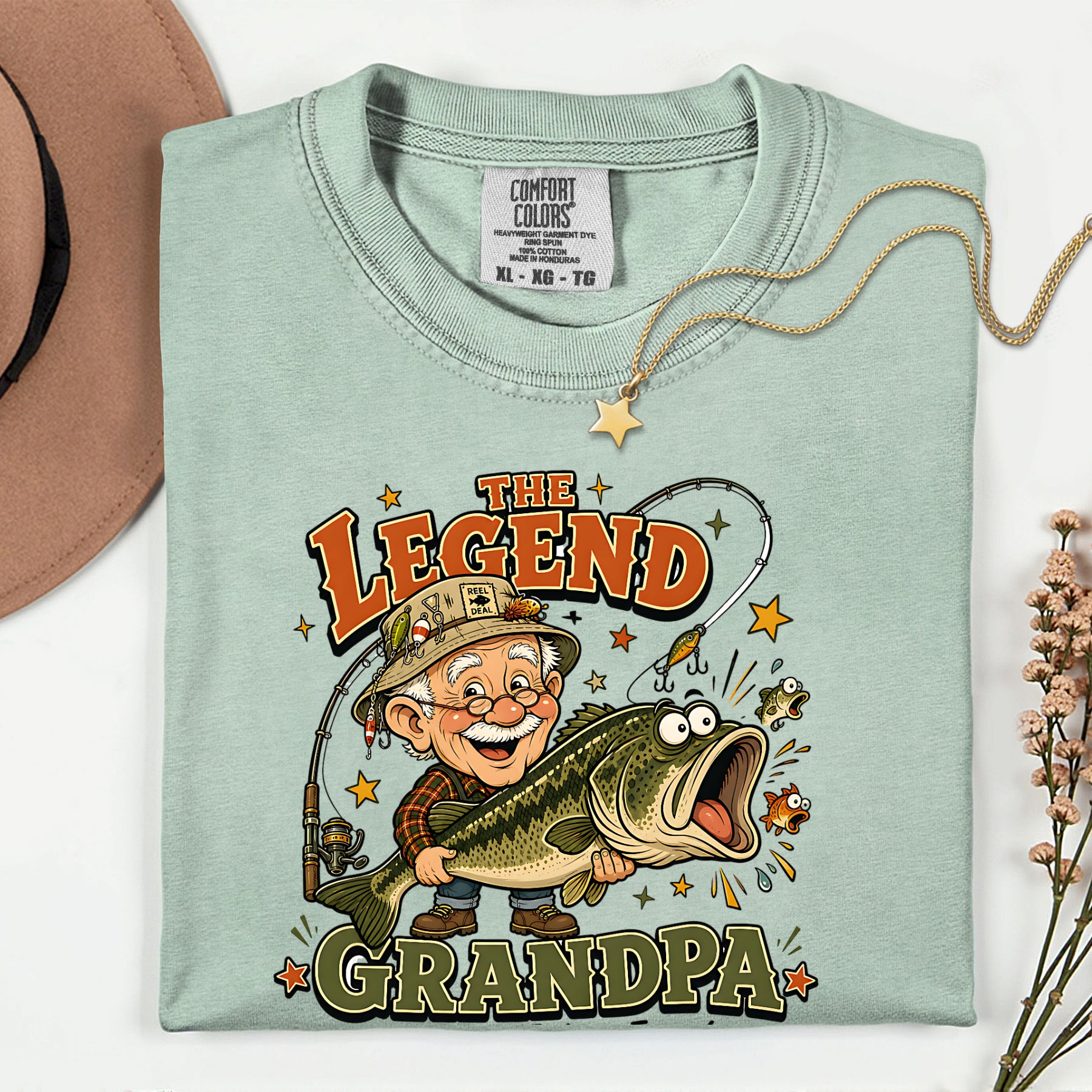 The Legend Grandpa Fishing Shirt | Funny Fisherman Grandpa Bass Fishing T-Shirt