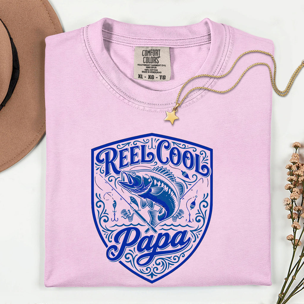 Reel Cool Papa Fishing Shirt | Vintage Bass Fisherman T-Shirt | Dad & Grandpa Fishing Gift