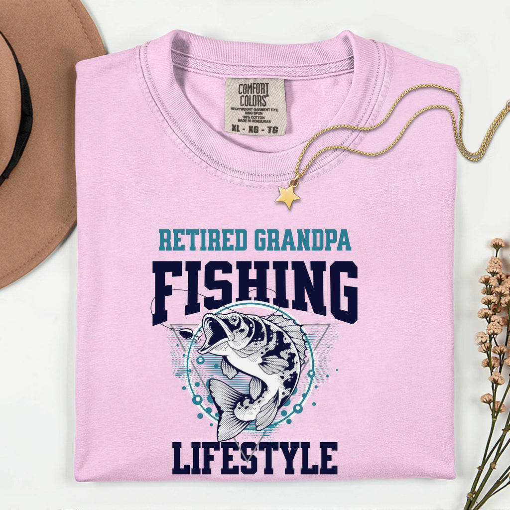 Retired Grandpa Fishing Lifestyle Shirt | Funny Bass Fishing T-Shirt | Retirement Gift for Grandpa