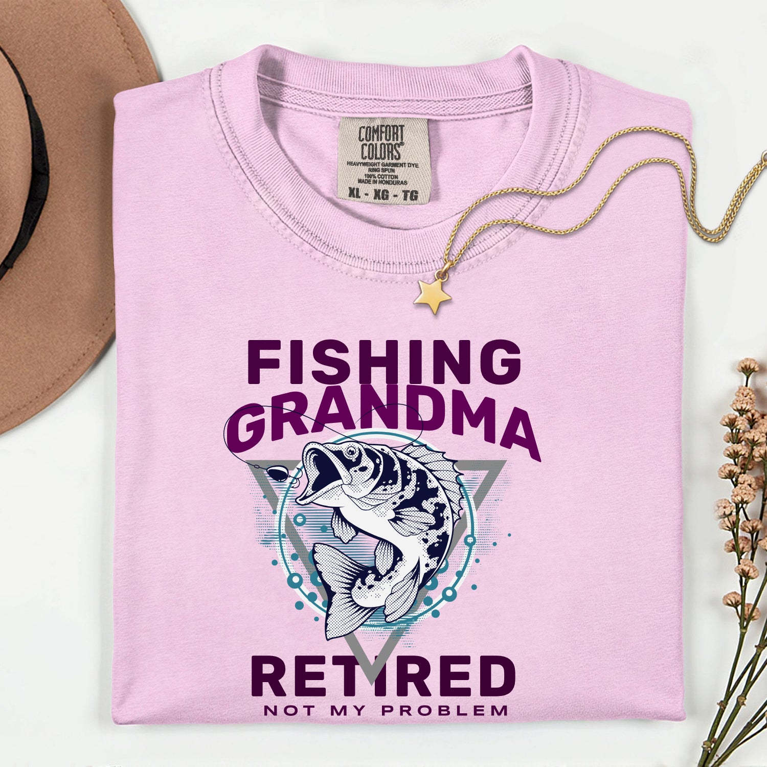 Fishing Grandma Retired Not My Problem Shirt | Funny Retirement Fishing T-Shirt for Women