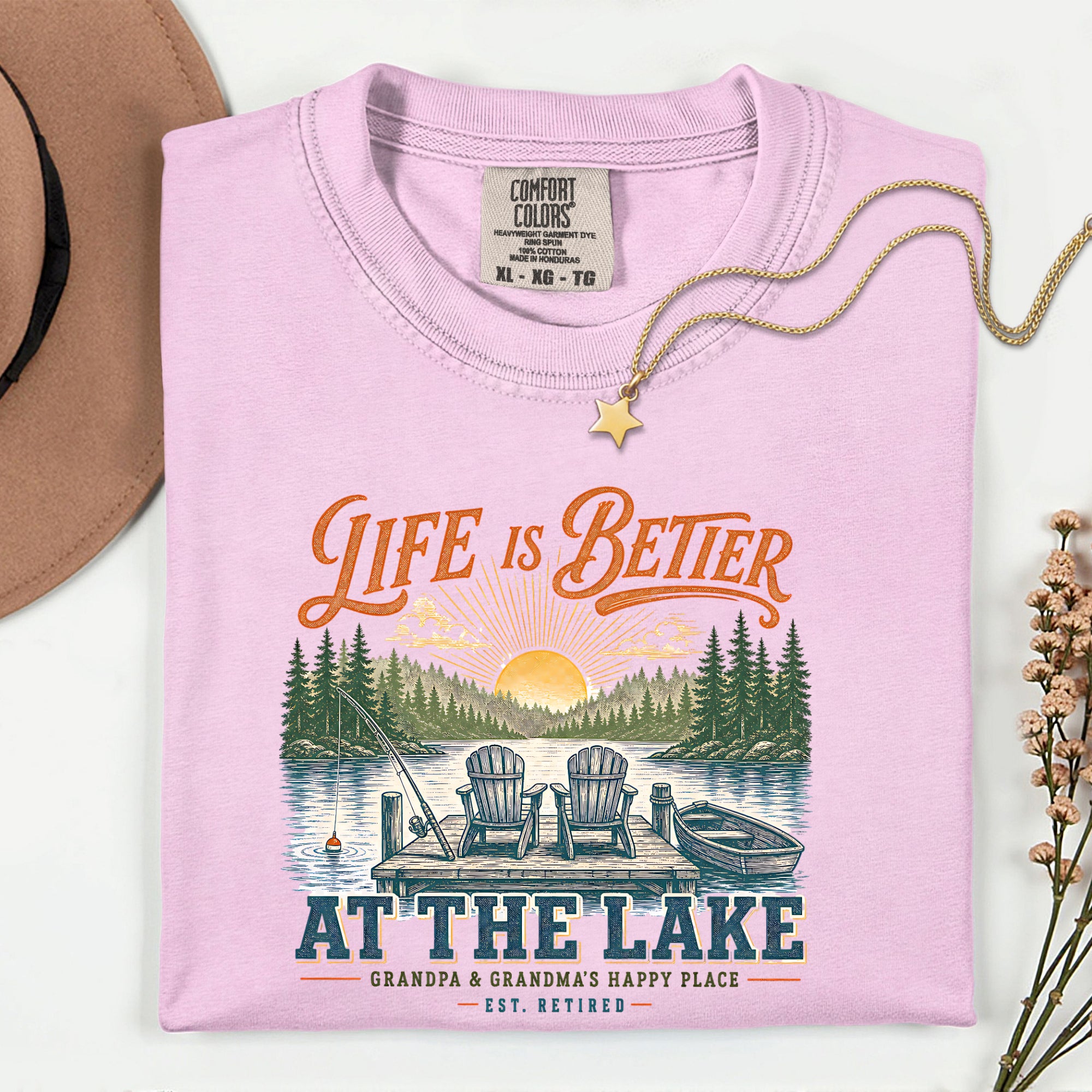 Life Is Better at the Lake Shirt | Grandpa & Grandma Retirement Fishing Lake House T-Shirt