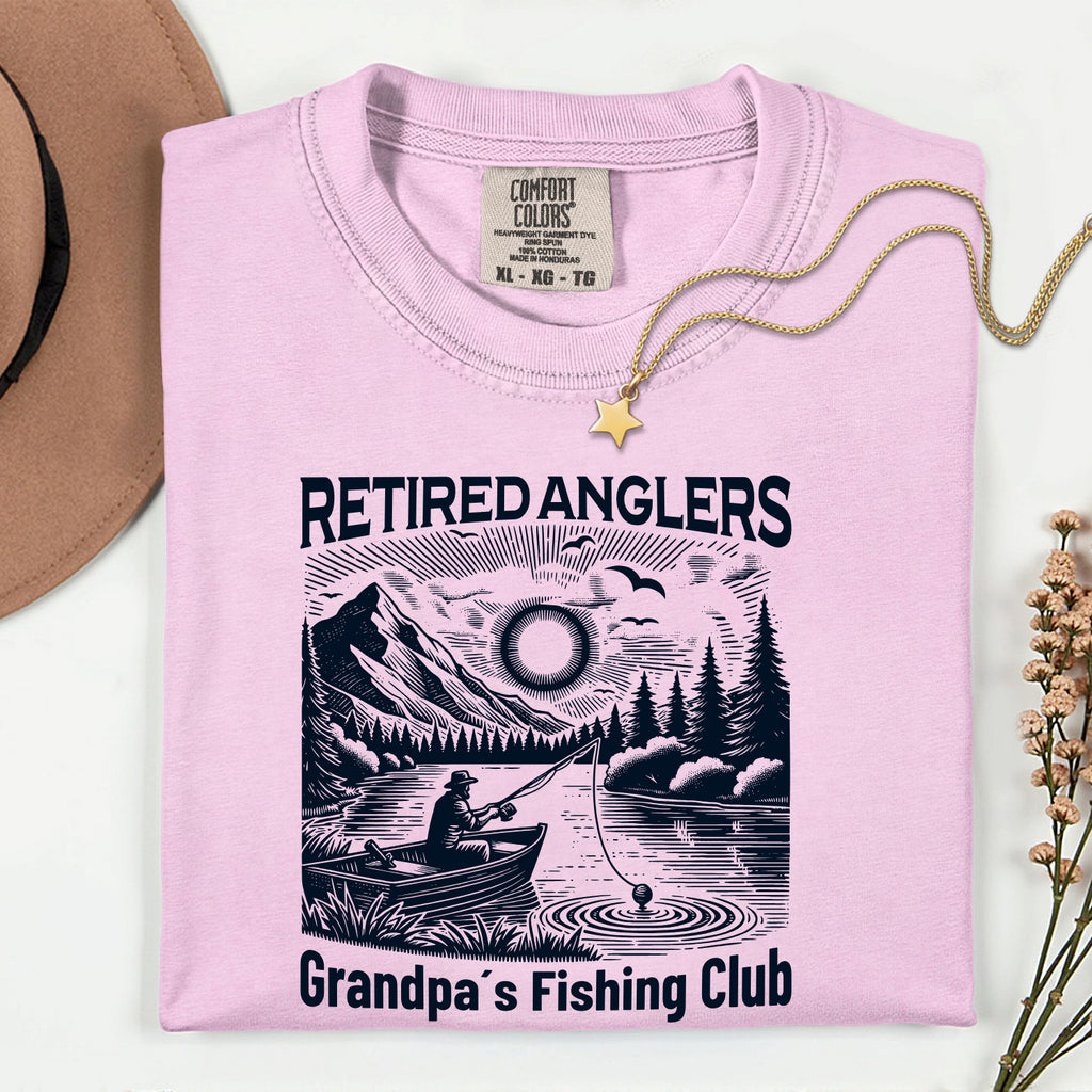 Retired Anglers Grandpa's Fishing Club Shirt | Vintage Fishing T-Shirt | Retirement Gift for Grandpa