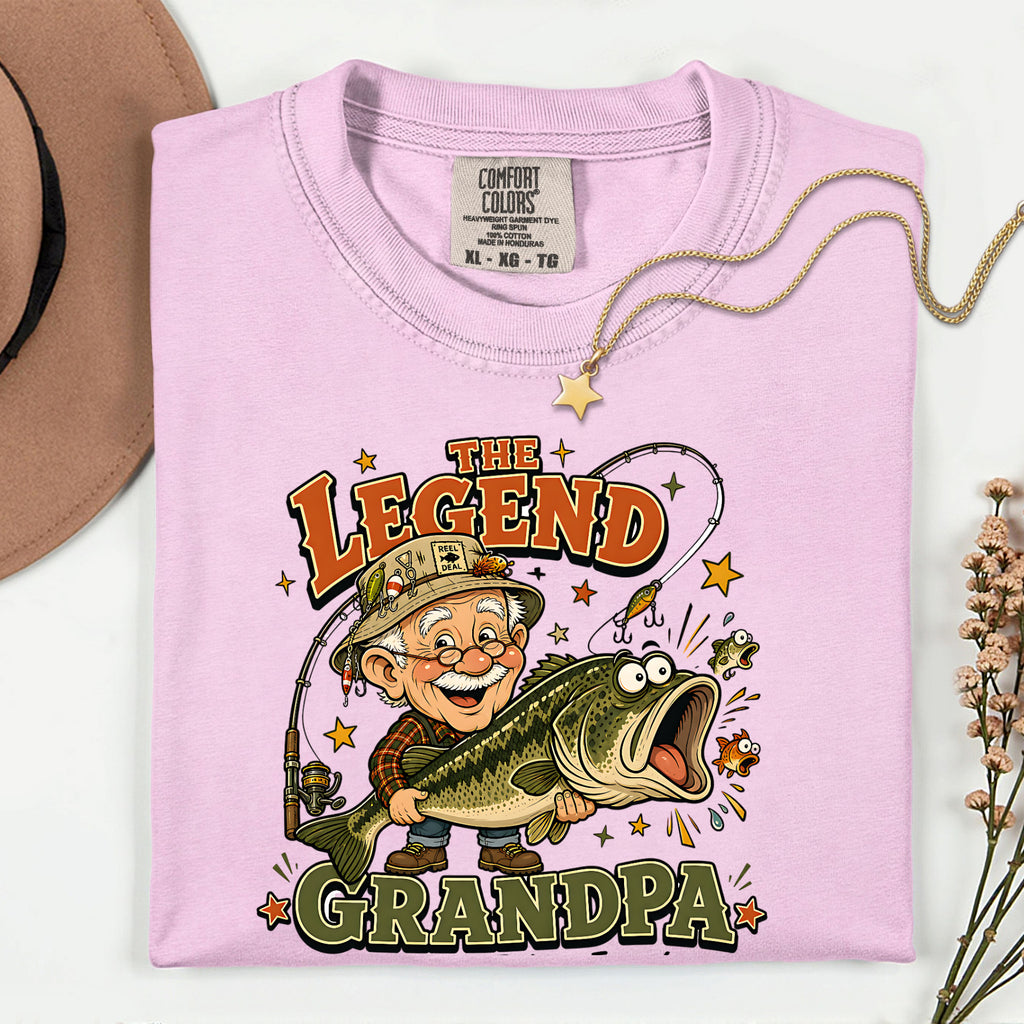 The Legend Grandpa Fishing Shirt | Funny Fisherman Grandpa Bass Fishing T-Shirt