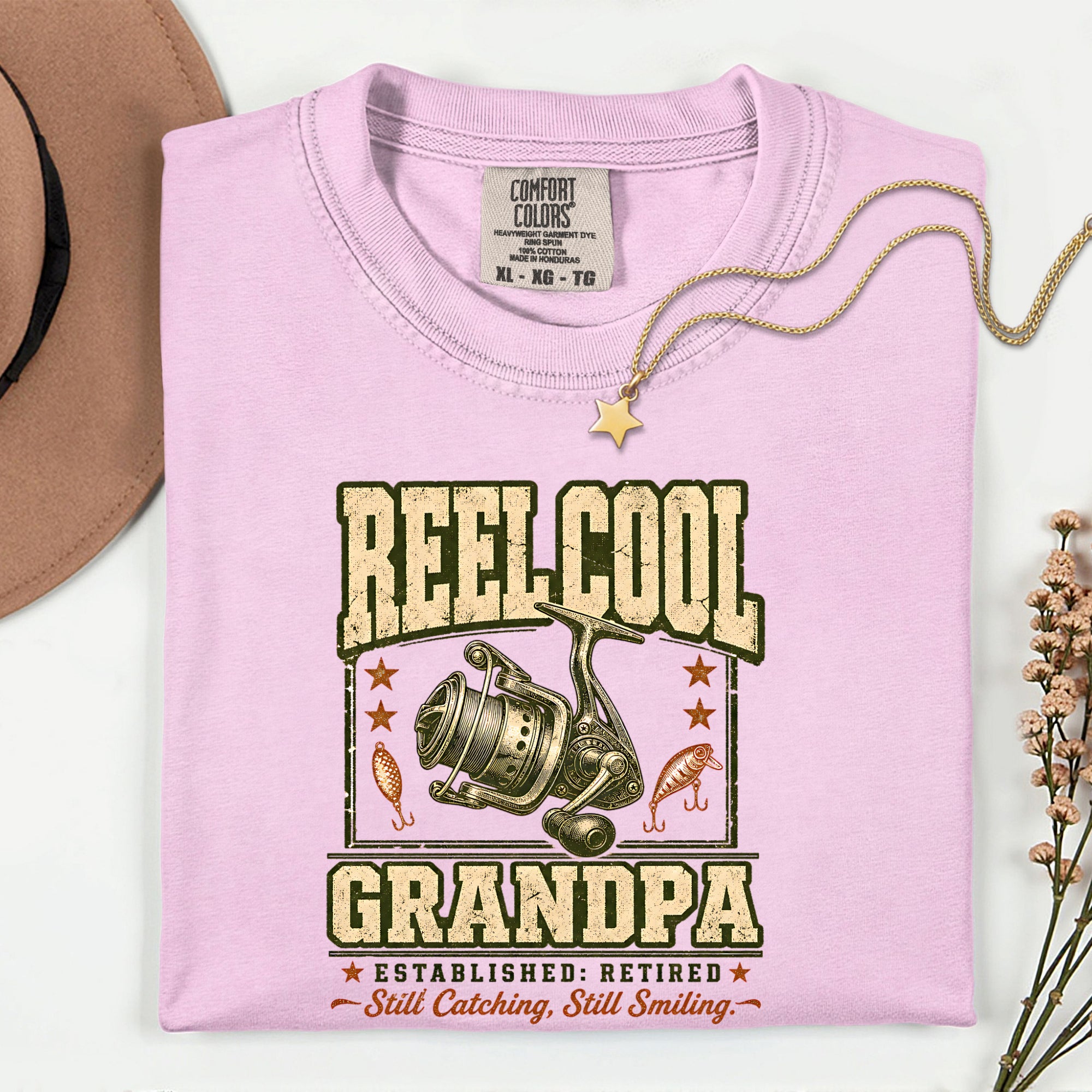 Reel Cool Grandpa Fishing Shirt | Established Retired Still Catching Still Smiling T-Shirt