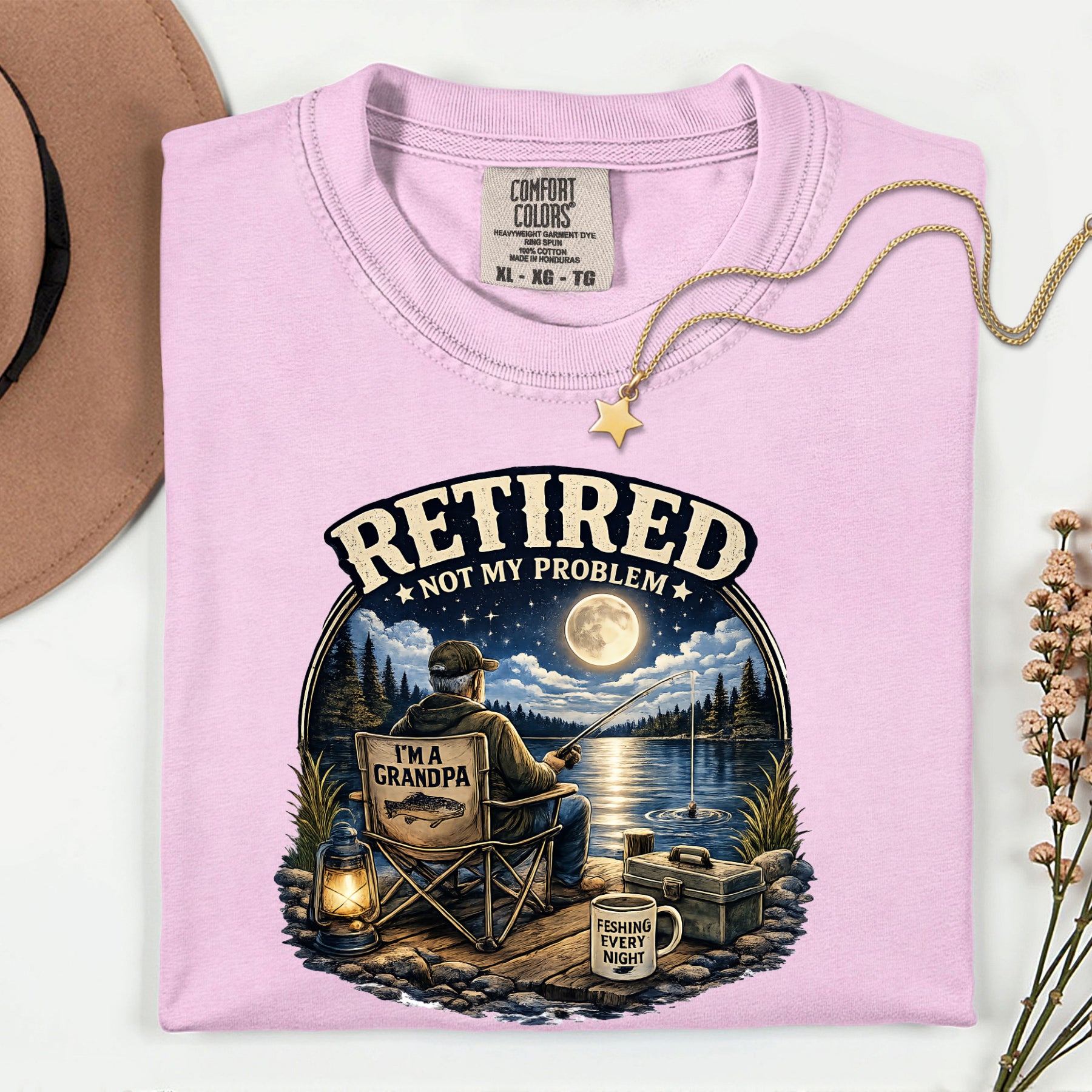 Retired Not My Problem Fishing Grandpa Shirt | Funny Retirement Fishing T-Shirt
