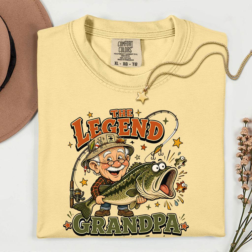 The Legend Grandpa Fishing Shirt | Funny Fisherman Grandpa Bass Fishing T-Shirt