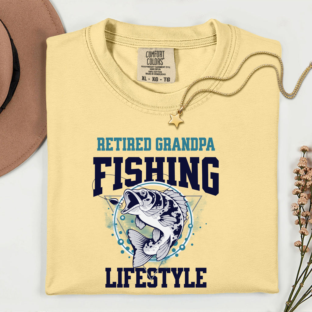 Retired Grandpa Fishing Lifestyle Shirt | Funny Bass Fishing T-Shirt | Retirement Gift for Grandpa