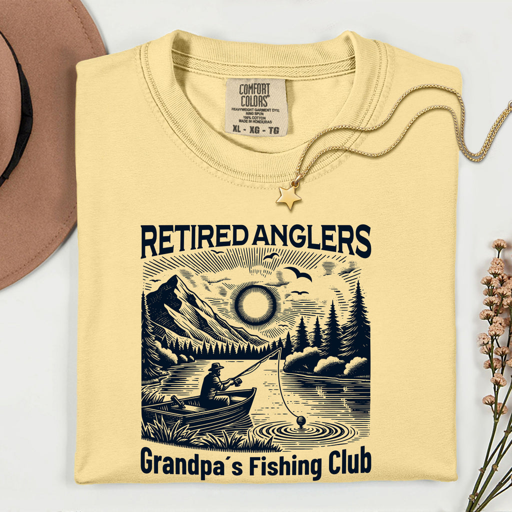 Retired Anglers Grandpa's Fishing Club Shirt | Vintage Fishing T-Shirt | Retirement Gift for Grandpa