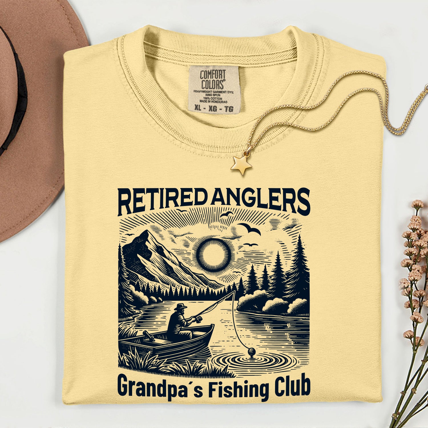 Retired Anglers Grandpa's Fishing Club Shirt | Vintage Fishing T-Shirt | Retirement Gift for Grandpa