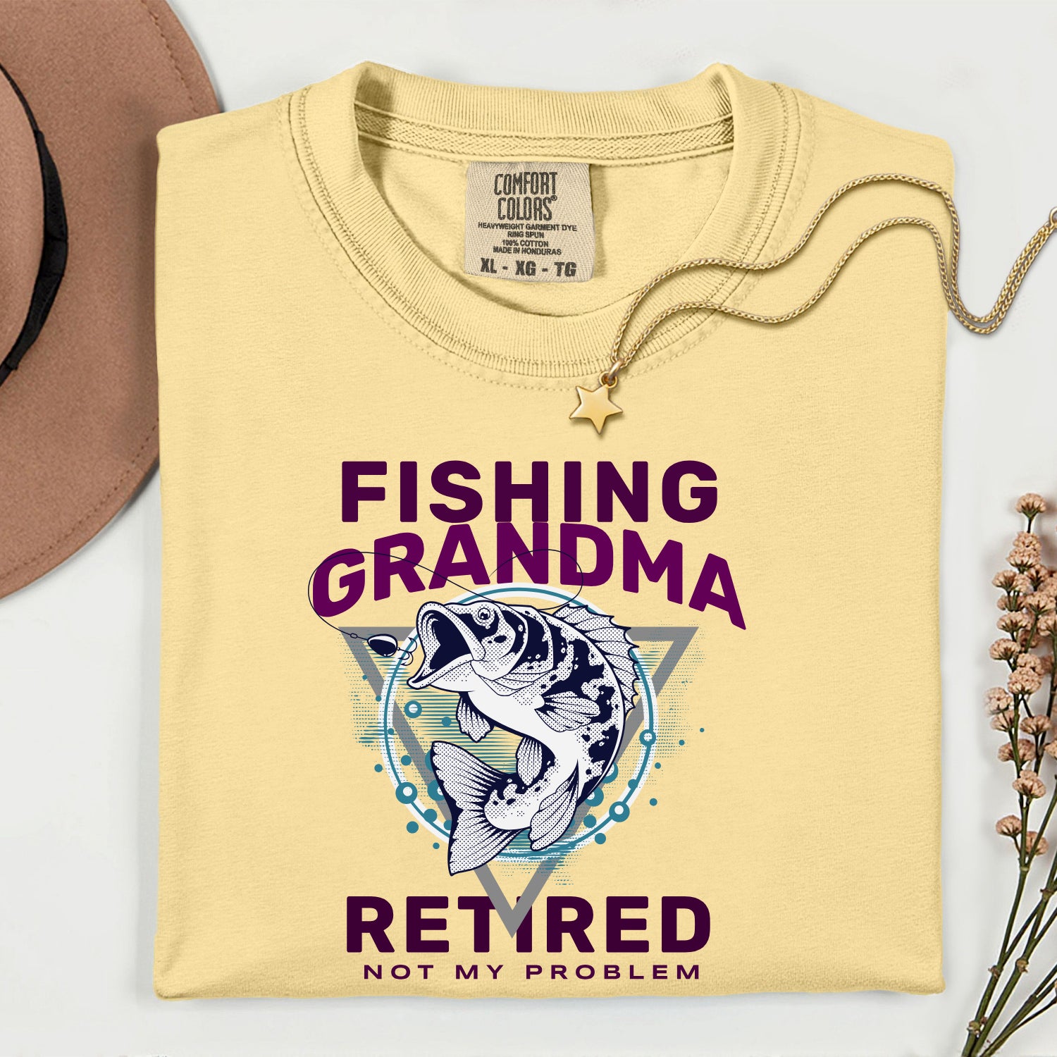 Fishing Grandma Retired Not My Problem Shirt | Funny Retirement Fishing T-Shirt for Women