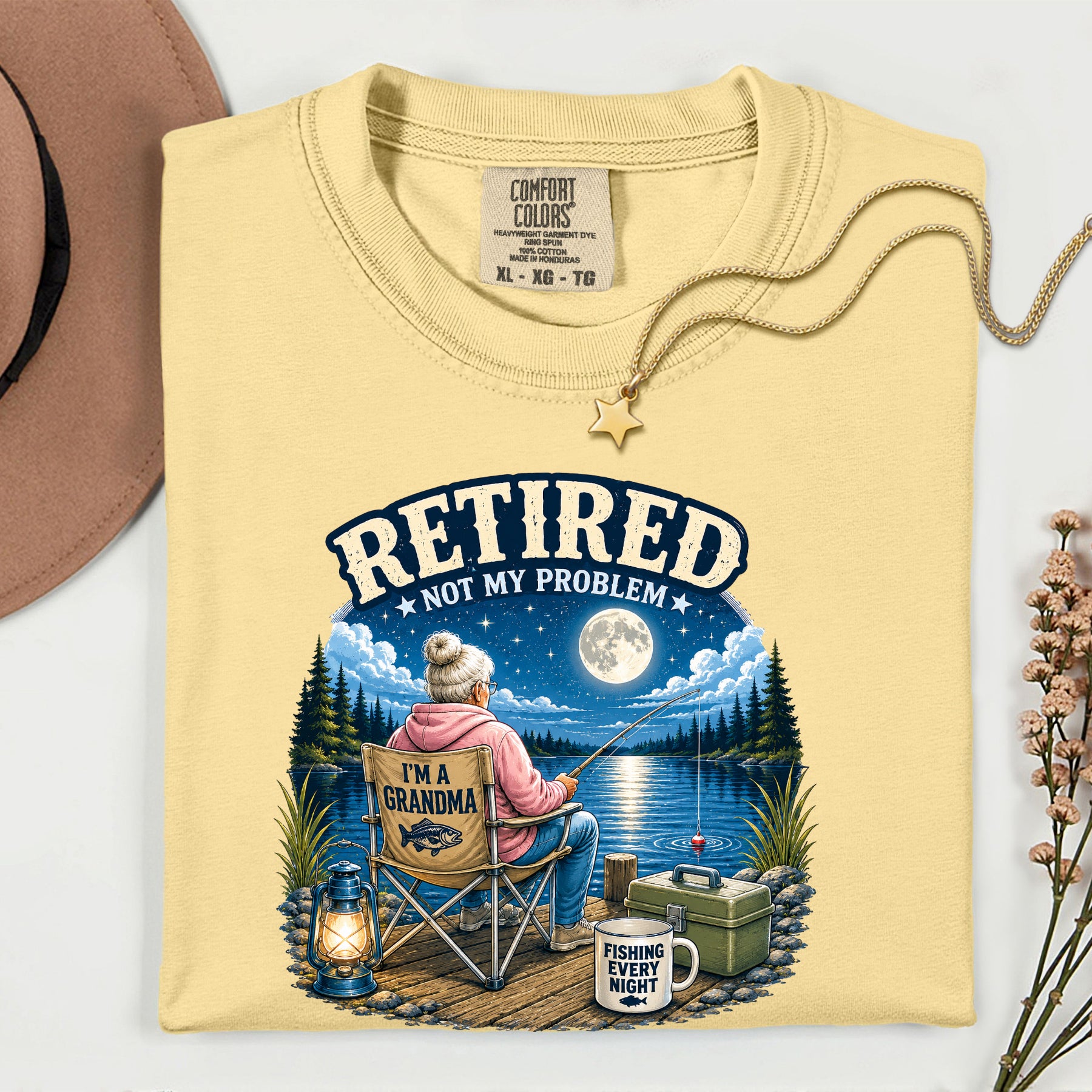 Retired Not My Problem Fishing Grandma Shirt | Funny Retirement Fishing T-Shirt for Grandma