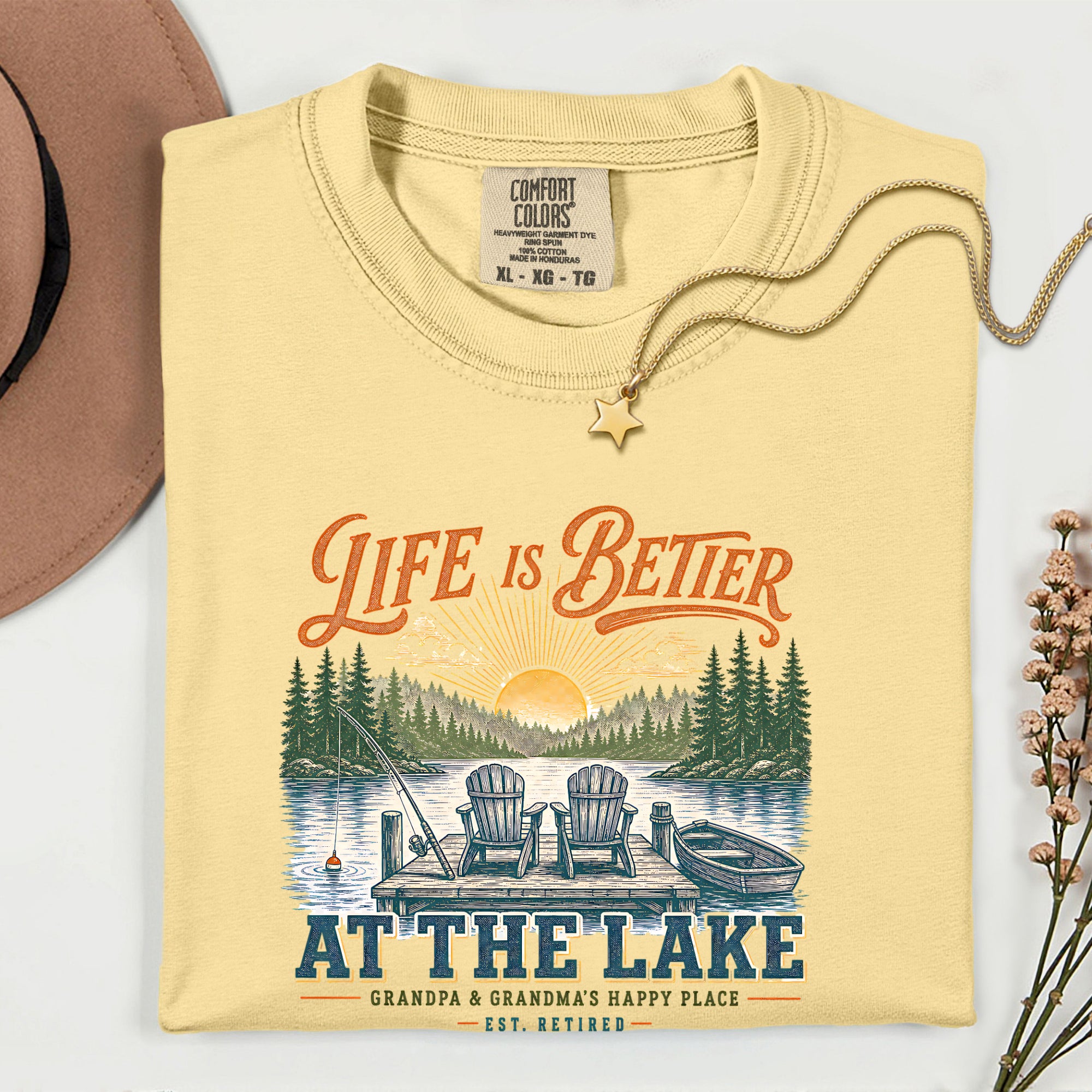 Life Is Better at the Lake Shirt | Grandpa & Grandma Retirement Fishing Lake House T-Shirt