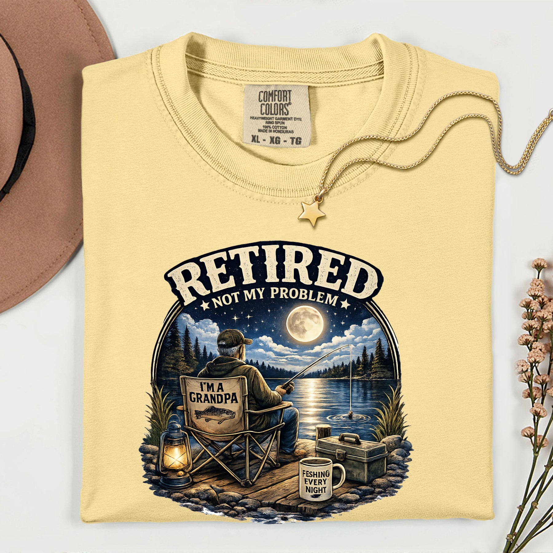 Retired Not My Problem Fishing Grandpa Shirt | Funny Retirement Fishing T-Shirt