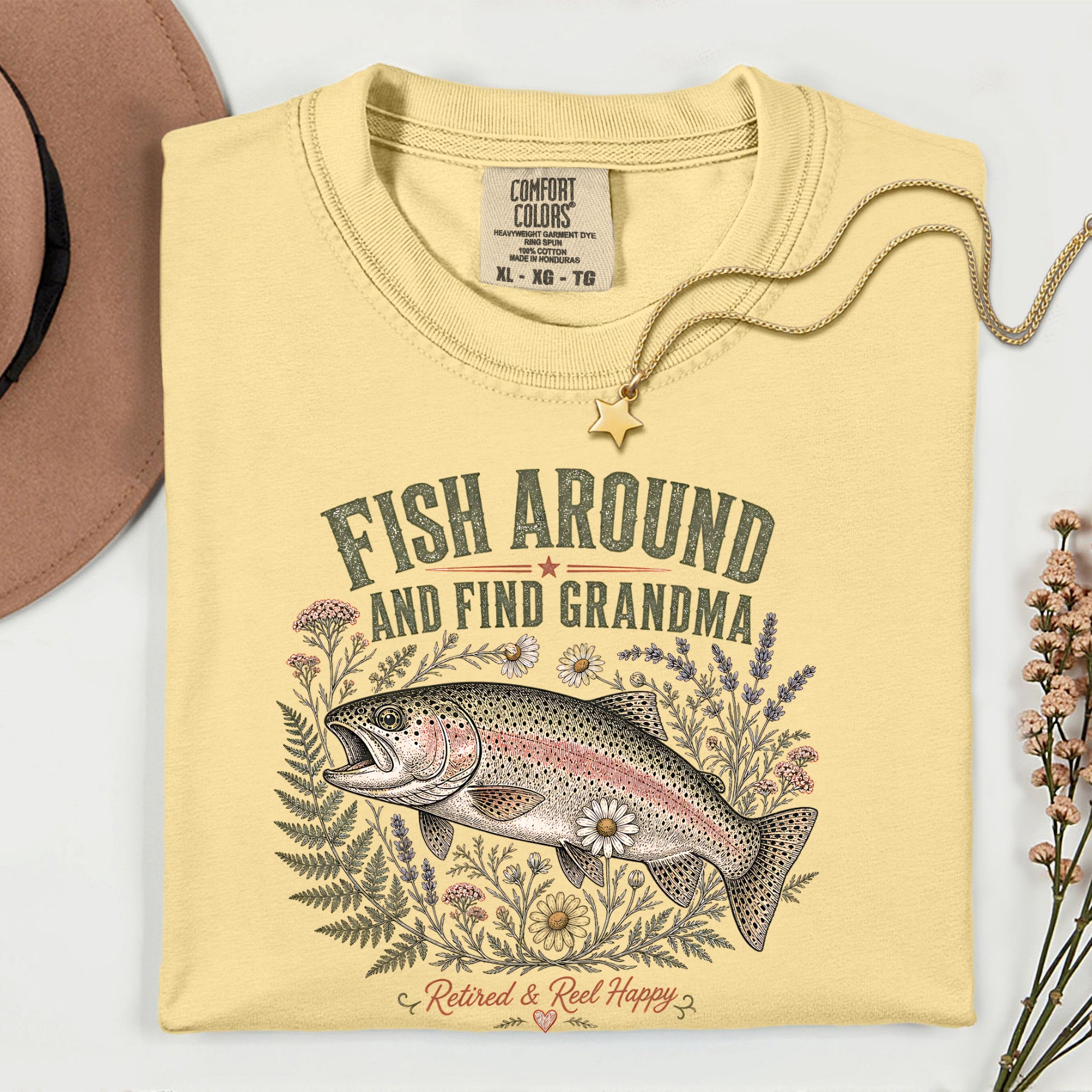 Fish Around and Find Grandma Shirt | Retired & Reel Happy Fishing Grandma T-Shirt