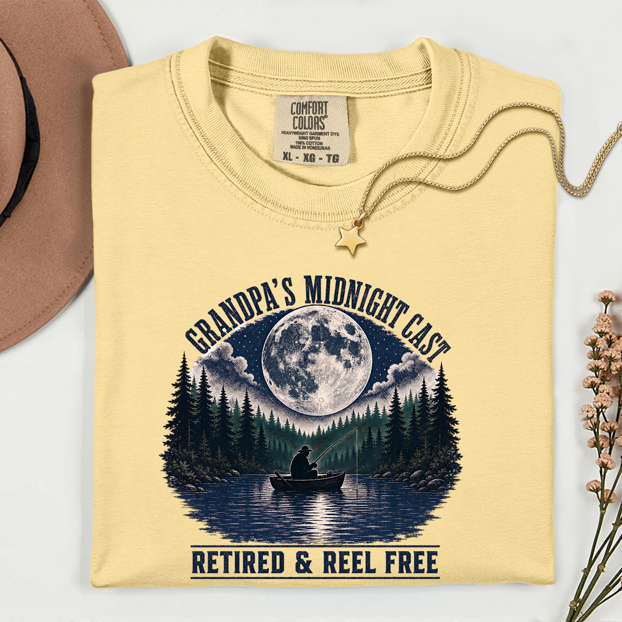 Grandpa's Midnight Cast Fishing Shirt | Retired & Reel Free Fisherman T-Shirt | Grandpa Fishing Gift