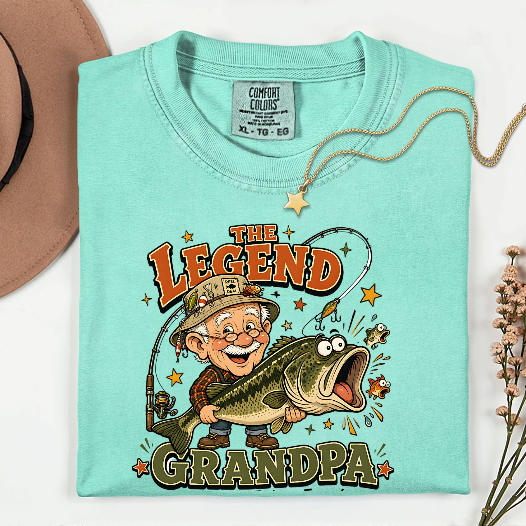 The Legend Grandpa Fishing Shirt | Funny Fisherman Grandpa Bass Fishing T-Shirt