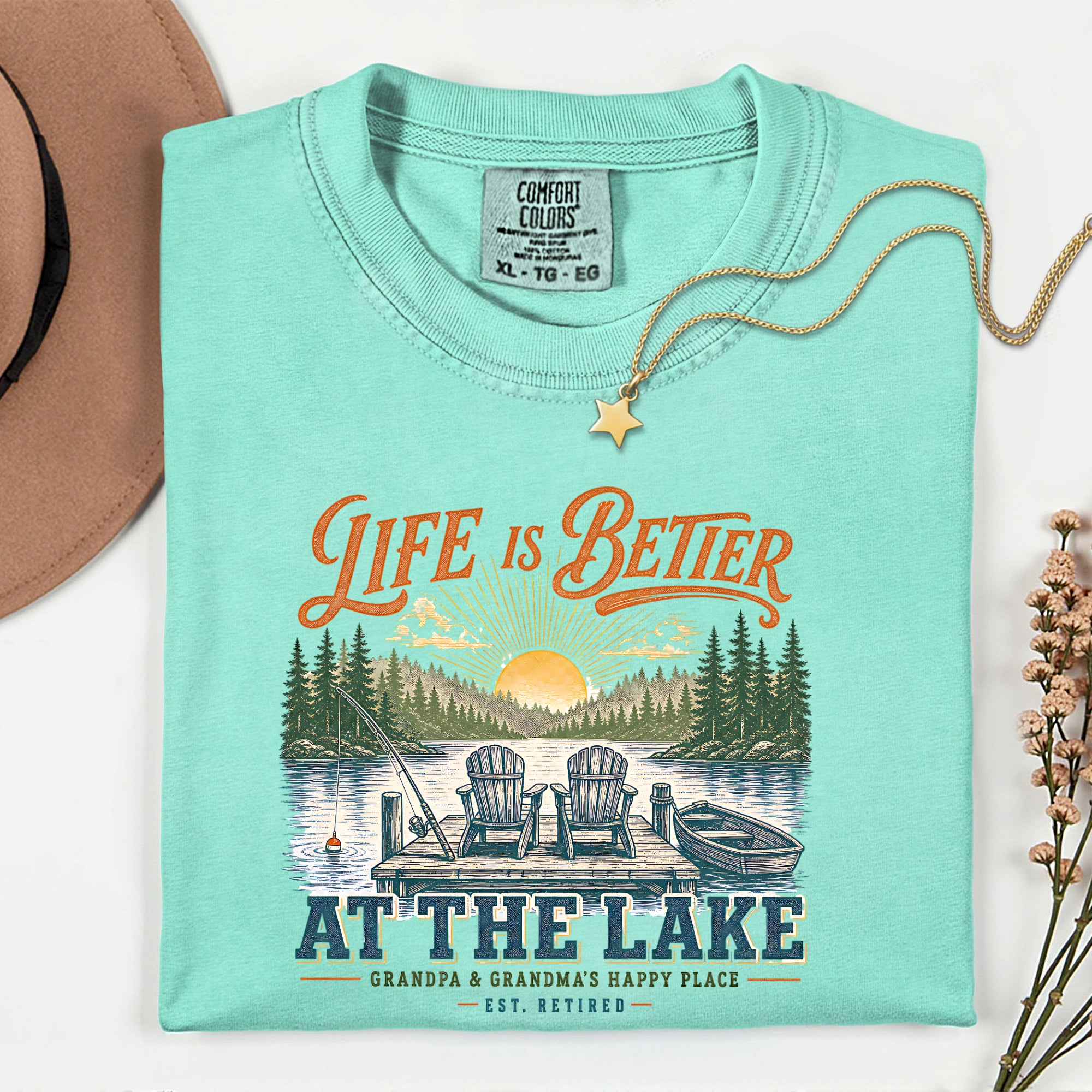 Life Is Better at the Lake Shirt | Grandpa & Grandma Retirement Fishing Lake House T-Shirt