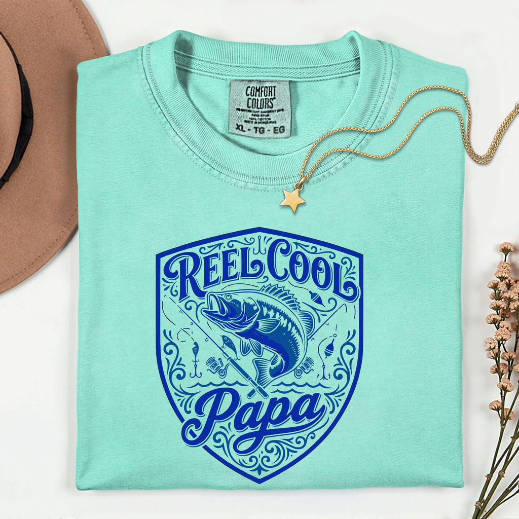 Reel Cool Papa Fishing Shirt | Vintage Bass Fisherman T-Shirt | Dad & Grandpa Fishing Gift