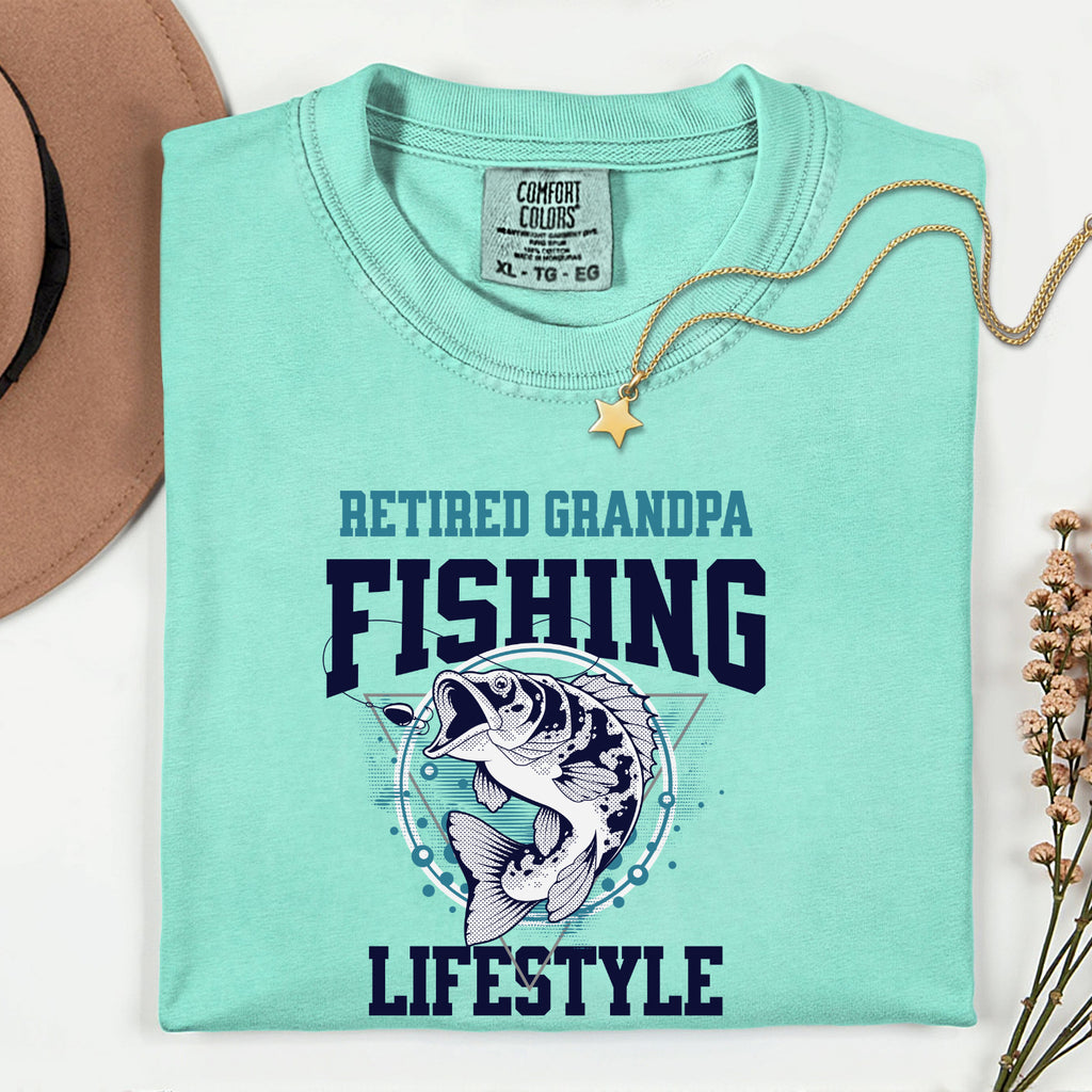 Retired Grandpa Fishing Lifestyle Shirt | Funny Bass Fishing T-Shirt | Retirement Gift for Grandpa